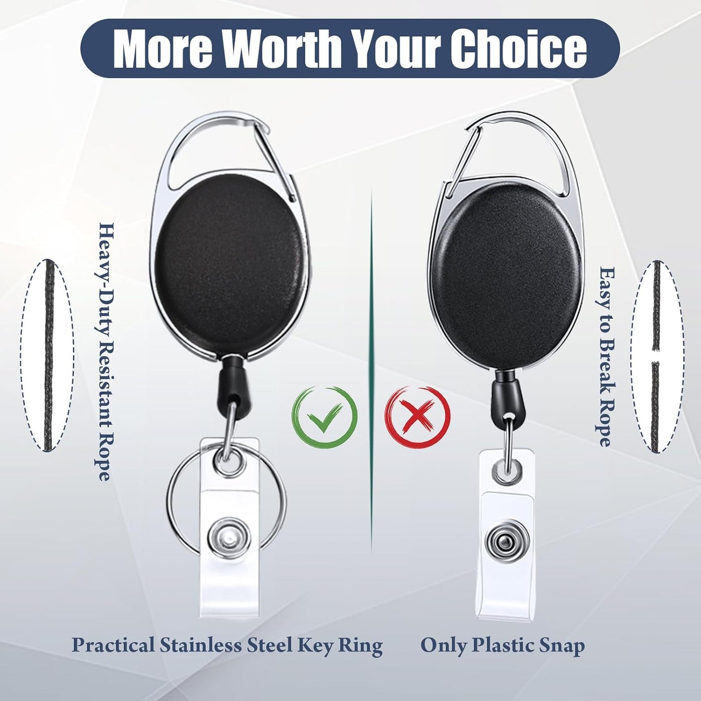 Honoson 30 Pcs Black Heavy Duty Retractable Badge Reels Batch ID Badge Holder Retractable Clip Bulk Key Holder with Ring for Office Worker Employee Doctor Nurse Gifts