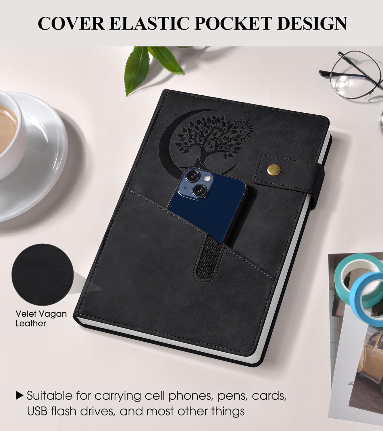 365 Page Thick Lined Journal Notebook for Men Women, A4 Large Leather Journals for Writing, Hardcover Notebooks for Work, School, Note Taking, Business, Travel Diary, College Ruled 8.5" x 11"