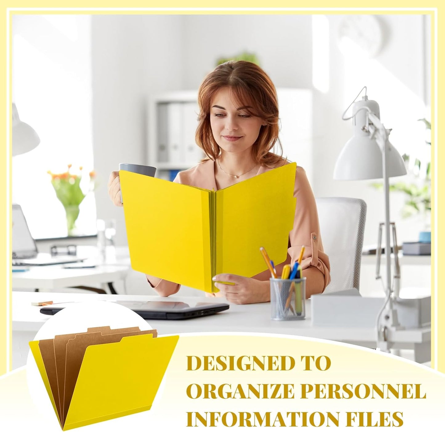 36 Pcs Classification Folders Letter Size, 3 Divider Pressboard File Folder with Fasteners, Expanding File Organizer Bulk for Teachers, Clergy, Office, Church, Christmas Donations (Yellow)