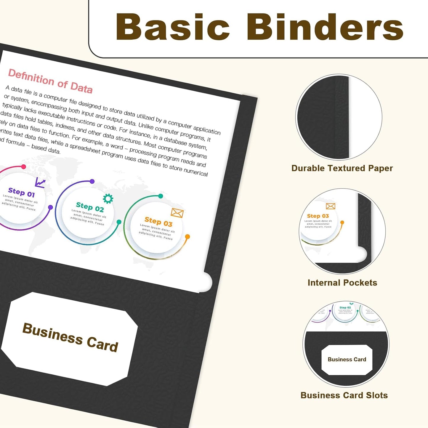 Folders with Pockets, LAYZZ 30 Pack Paper Pocket Folders, 2 Pocket Folders Fits Letter Size Paper, for School Office and Home (Black)