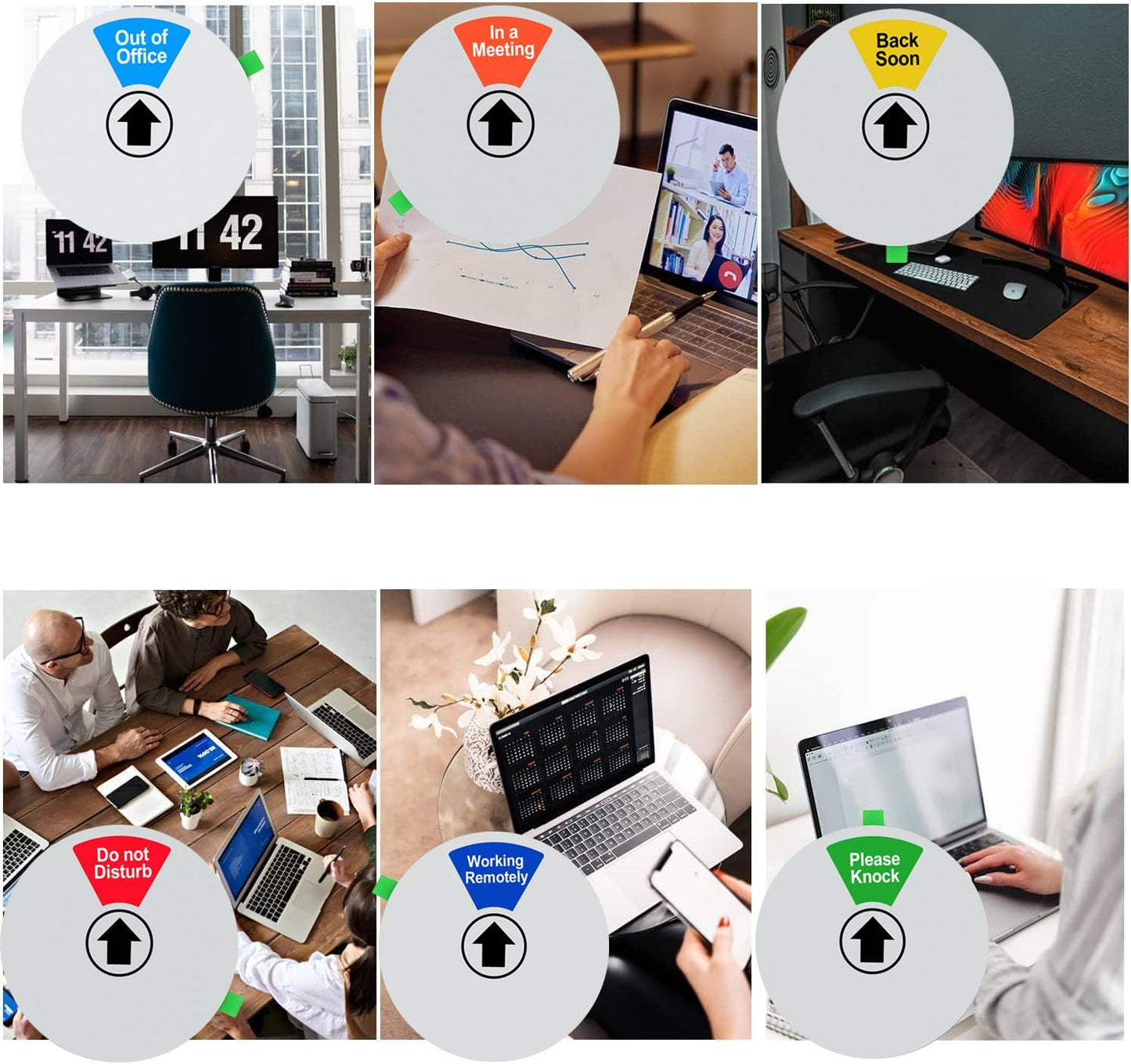 Kichwit Do Not Disturb Sign for Office Door, In a Meeting, Working Remotely, Please Knock, Privacy Sign for Offices, Silver, 6"