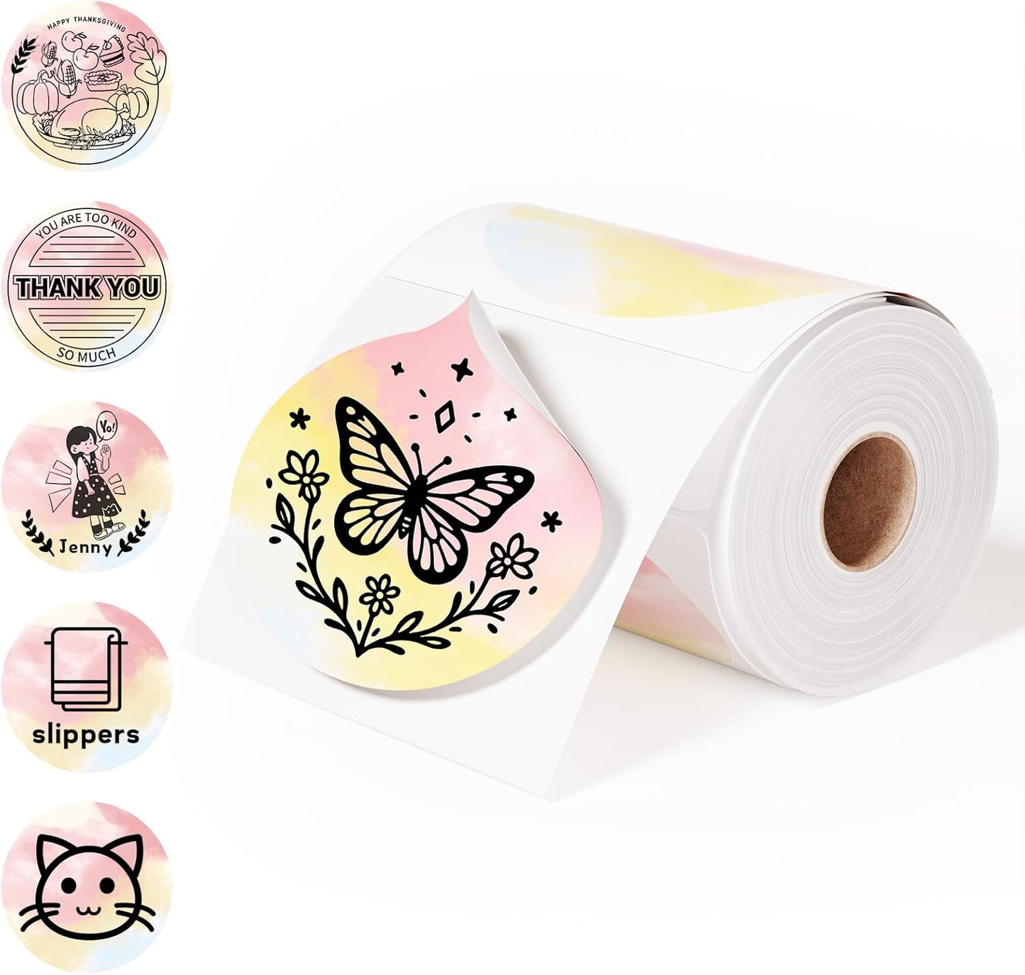 2 Inch Round Thermal Labels, 500PCS Color Thermal Sticker Label, Self-Adhesive Stickers for Small Business Supplies, DIY, Name Tag, Compatible with All Shipping Label Printer, 500 Labels/Roll