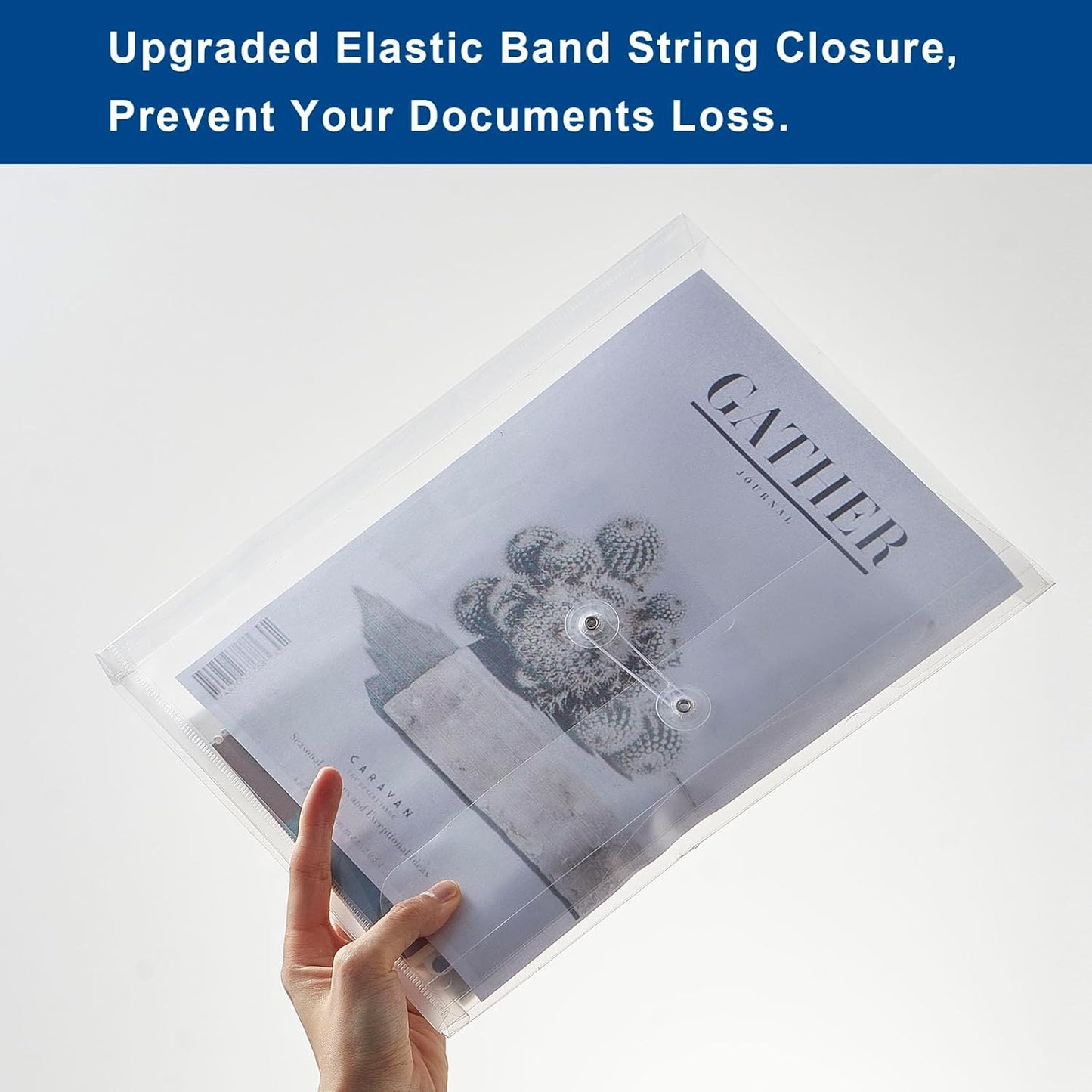 Clear Poly Envelopes with String Closure 10 Pack, EGOSKY Transparent Envelope Folders with Top Opening, Reusable Plastic File Folders for School and Office Suppiles