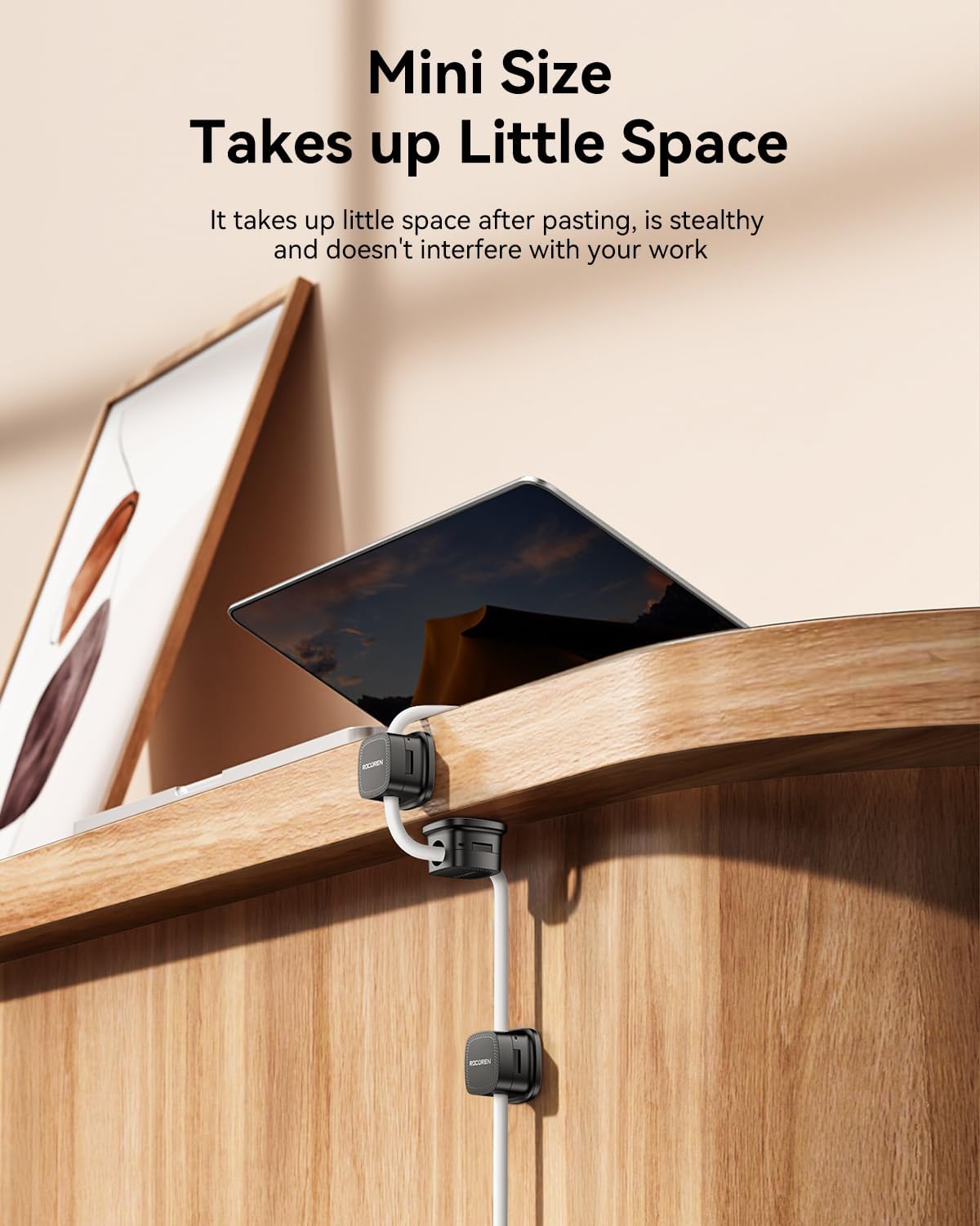 30-Pack Magnetic Cable Clips Cord Organizer,Cable Straps Smooth Adjustable,Rocoren Cable Management Accessories,Cable Holder Clips Wire Holder Keeper for Desktop,Nightstand,Home Office,Workspace,Phone