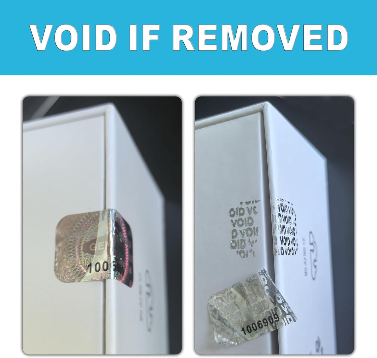 5200 pcs Hologram Tamper Proof Sticker, Security Tamper evident Label, Genuine Authentic Warranty Void Seal Labels with Unique Serial Number (1.2X0.68 inch,Silver)