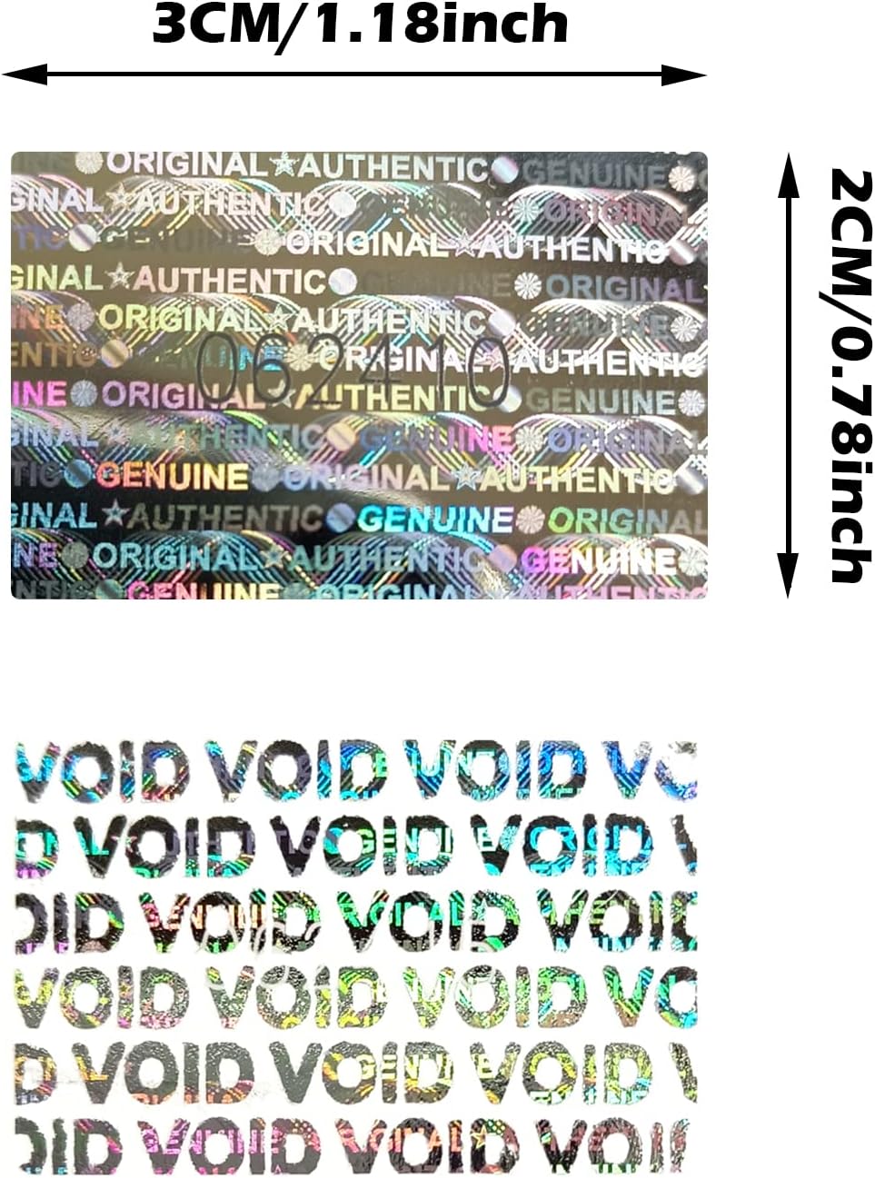 dose not apply 300 Pcs 1.18X0.79 inch Silver High Security Tamper Evident Seal Warranty Void Original Genuine Authentic Hologram Labels/Stickers Unique Sequential Serial Numbering Tamper Proof