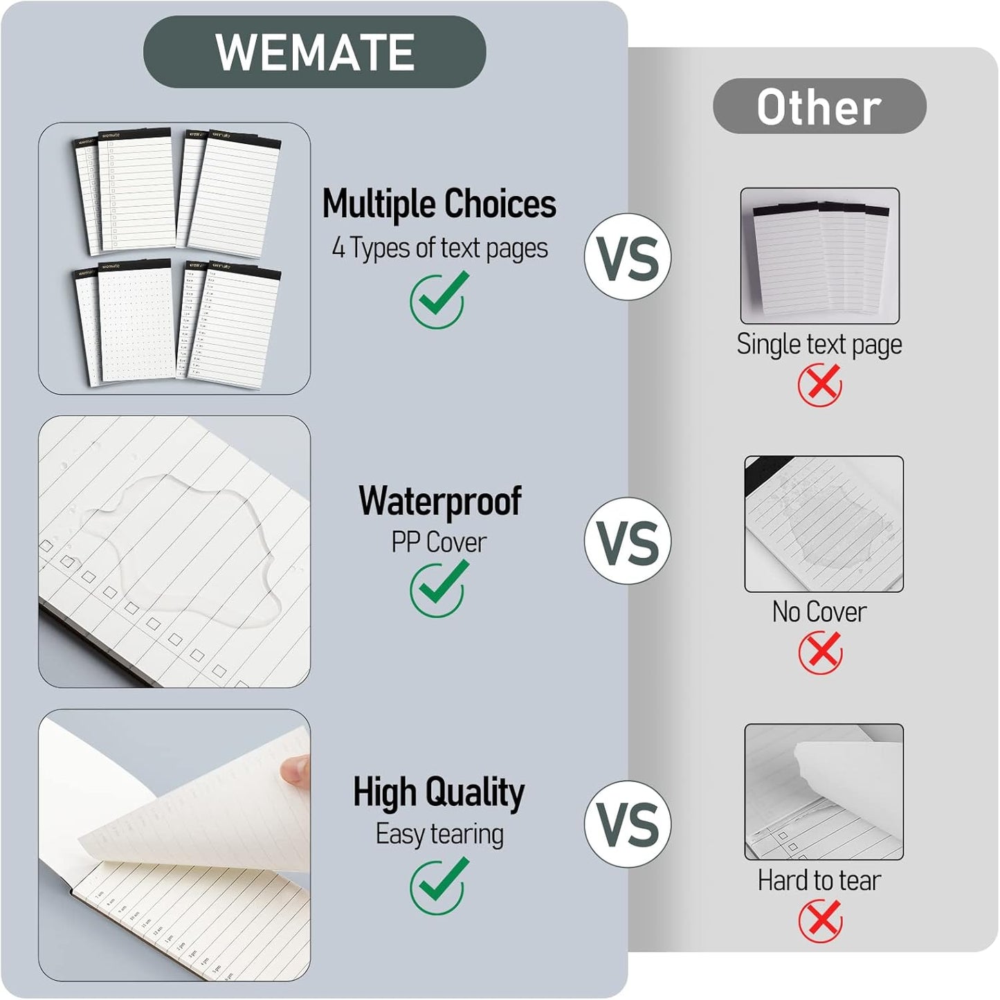 WEMATE 10 Pieces Small Notepad Holder Set Pocket Notebook - Included Mini Pocket Notepad Holder Set with 8 Memo Book Refills and Metal Pen for Meetings, Daily Records, and Notes 3 x 5 Inch (Green)