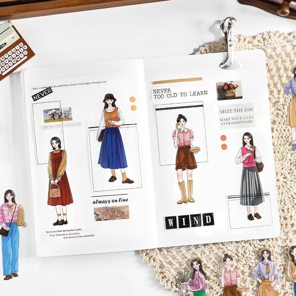 Alideco 120pcs Scrapbook Stickers Character Handbook Scrapbooking Junk Journal Crafts Embelishment Decoration Diary Stickers (aiyulixiangshenghuo)