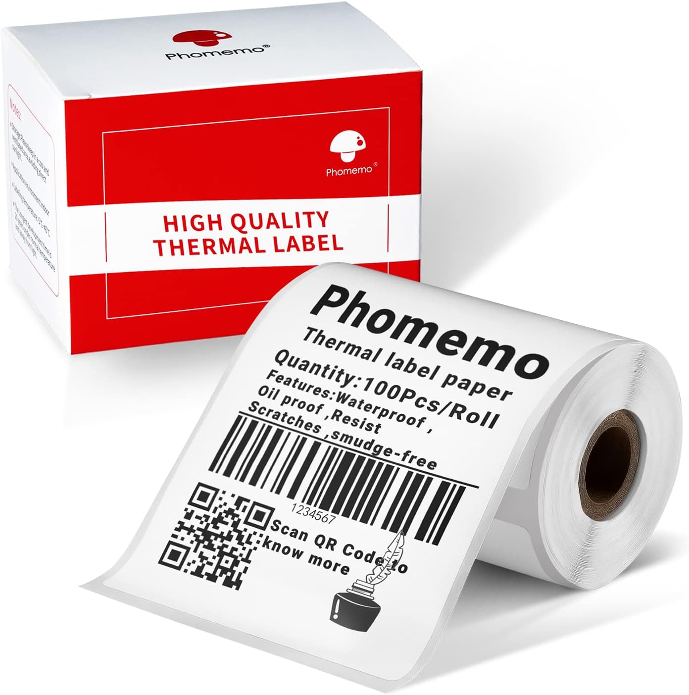 Phomemo 2.36" x 3.14" Multipurpose Labels, Premium Adhesive Mailing Address Label Compatible with M220 M200 Thermal Printer for Logo Design, QR Code, Name Tag, Inventory, 100Pcs