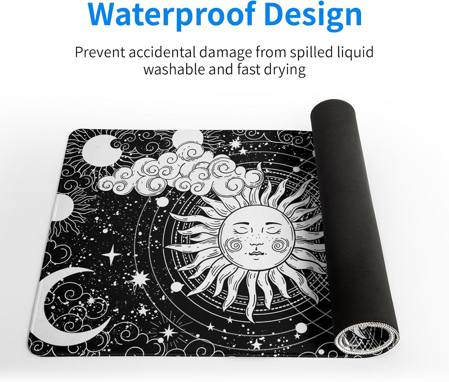 Magic Astrology Extended Big Mouse Pad Large, Gaming Mouse Pad Desk Pad,27.6x11.8 Inch Long Computer Keyboard Mouse Mat Black Mousepad with 3mm Non-Slip Base and Stitched Edge for Gaming and Office