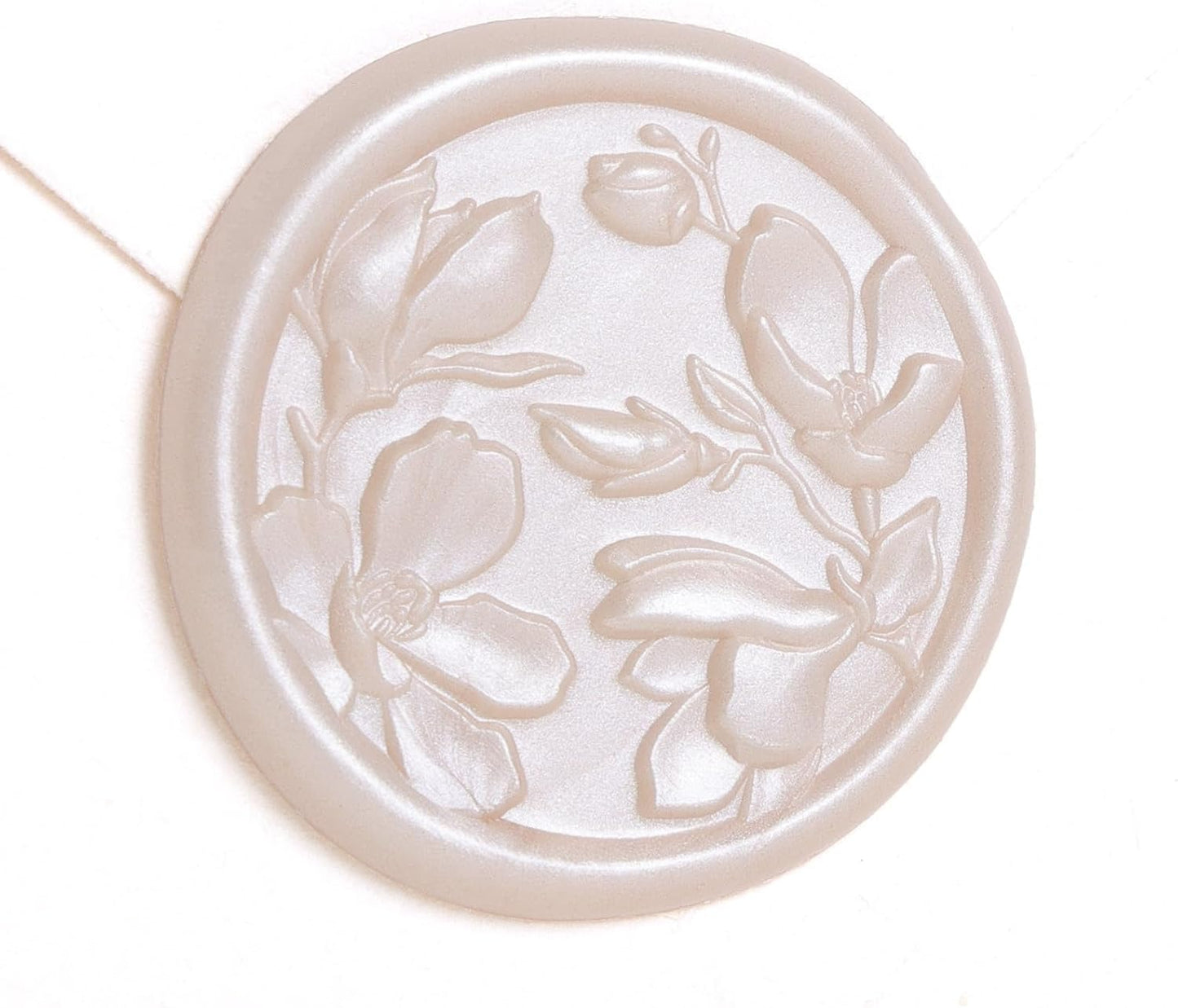 UNIQOOO Wax Seal Stickers - 3D Magnolia Wedding Invitation Envelope Botanical Seal Sticker, 50 Pcs Self- Adhesive Champagne Stickers, Perfect for Invitation, Christmas, Gift Wrapping, Party