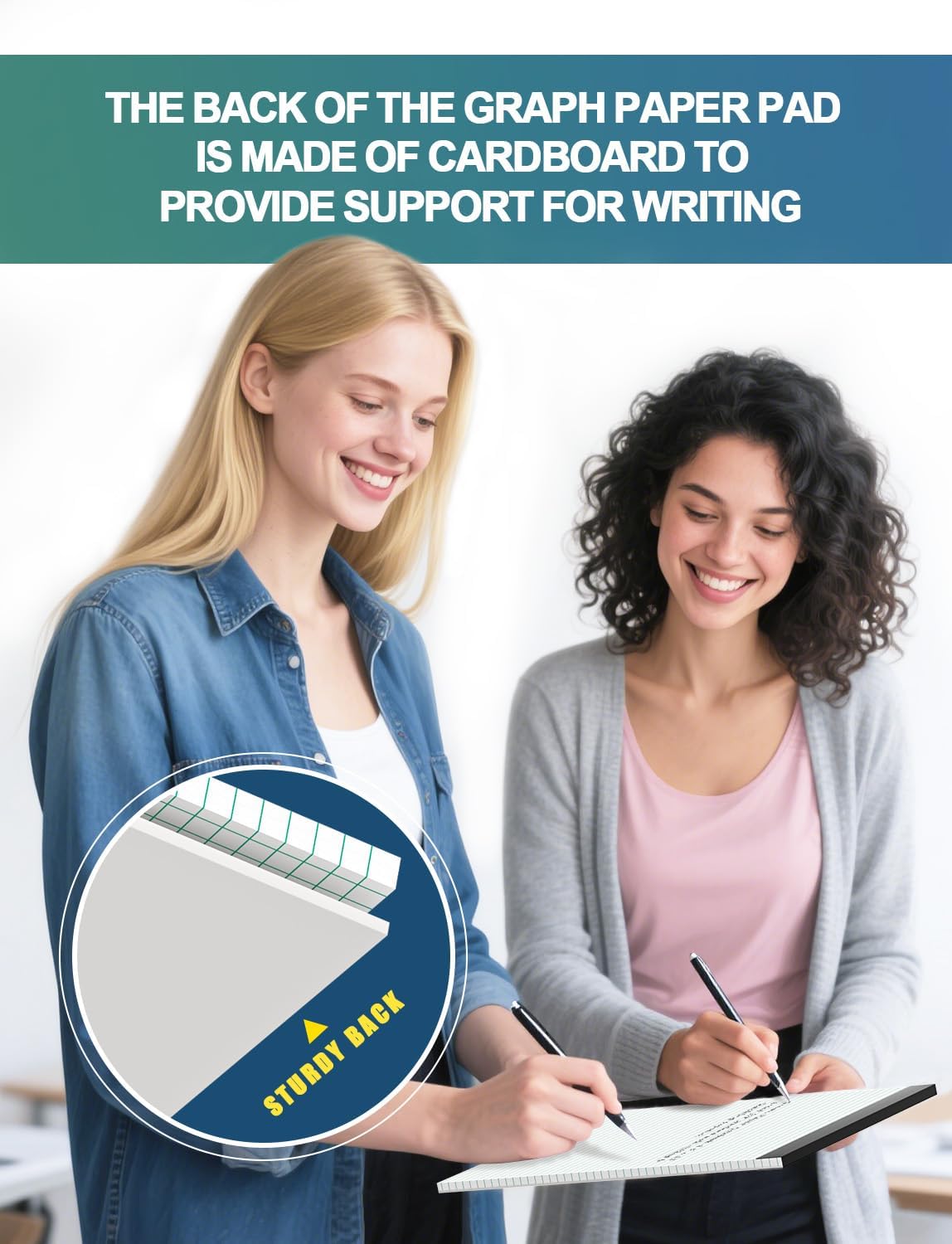 Graph Paper Pads 8.5 x 11, 4x4 Graph Ruled, 6 Pack 1/4 Graph Paper Notebooks, Grid Paper Pad Notebook 8-1/2" x 11" Graphing Paper, Perforated Quadrille Pad, 70GSM White Graft Paper Pads, 30 Sheets/Pad