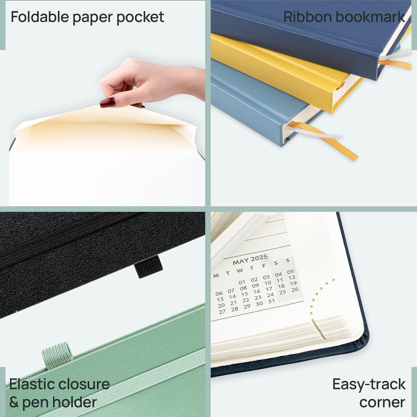 POPRUN 2025-2026 Daily Planner One Page Per Day (Medium - 5.75'' x 8.5'') - Academic Calendar (July 2025 - June 2026), 2025 Day Appointment Book with Monthly Tabs, Hardcover - Light Yellow