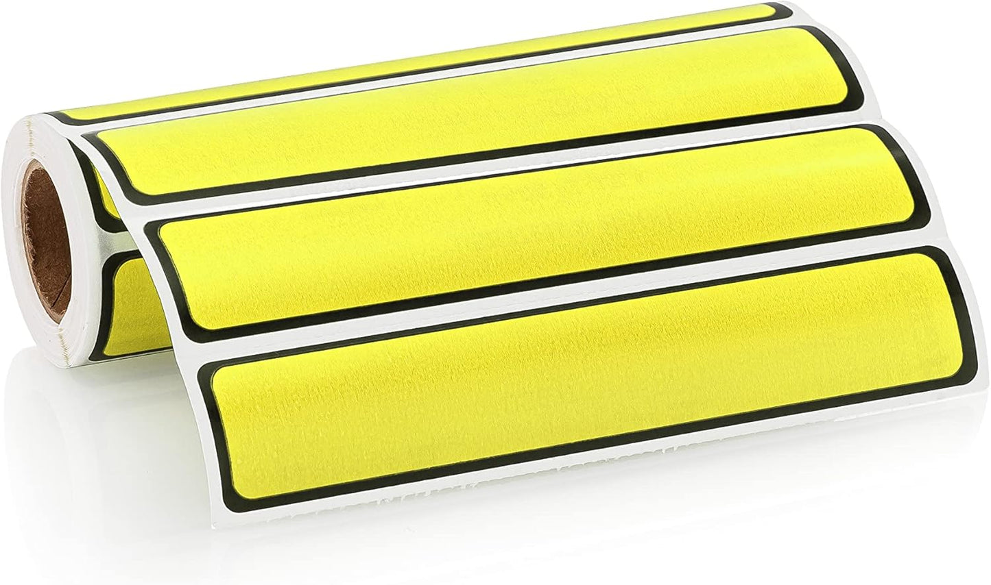 Carstens Adhesive Sticker Labels, 5 3/8” x 1”, Binder Labels for 1” Ring Binder Spines, Yellow, Roll of 200