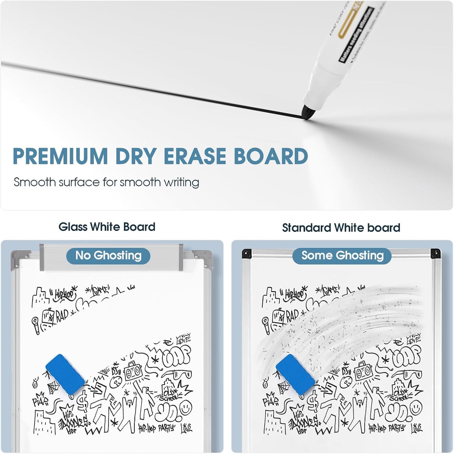 MaxGear Magnetic Portable Dry Erase Board, 36" x 24" Foldable Easel Whiteboard A-Stand Double-Sided Easel Dry Erase Board for School and Classroom, Home, Office Stand Height Adjustable Flip Chart