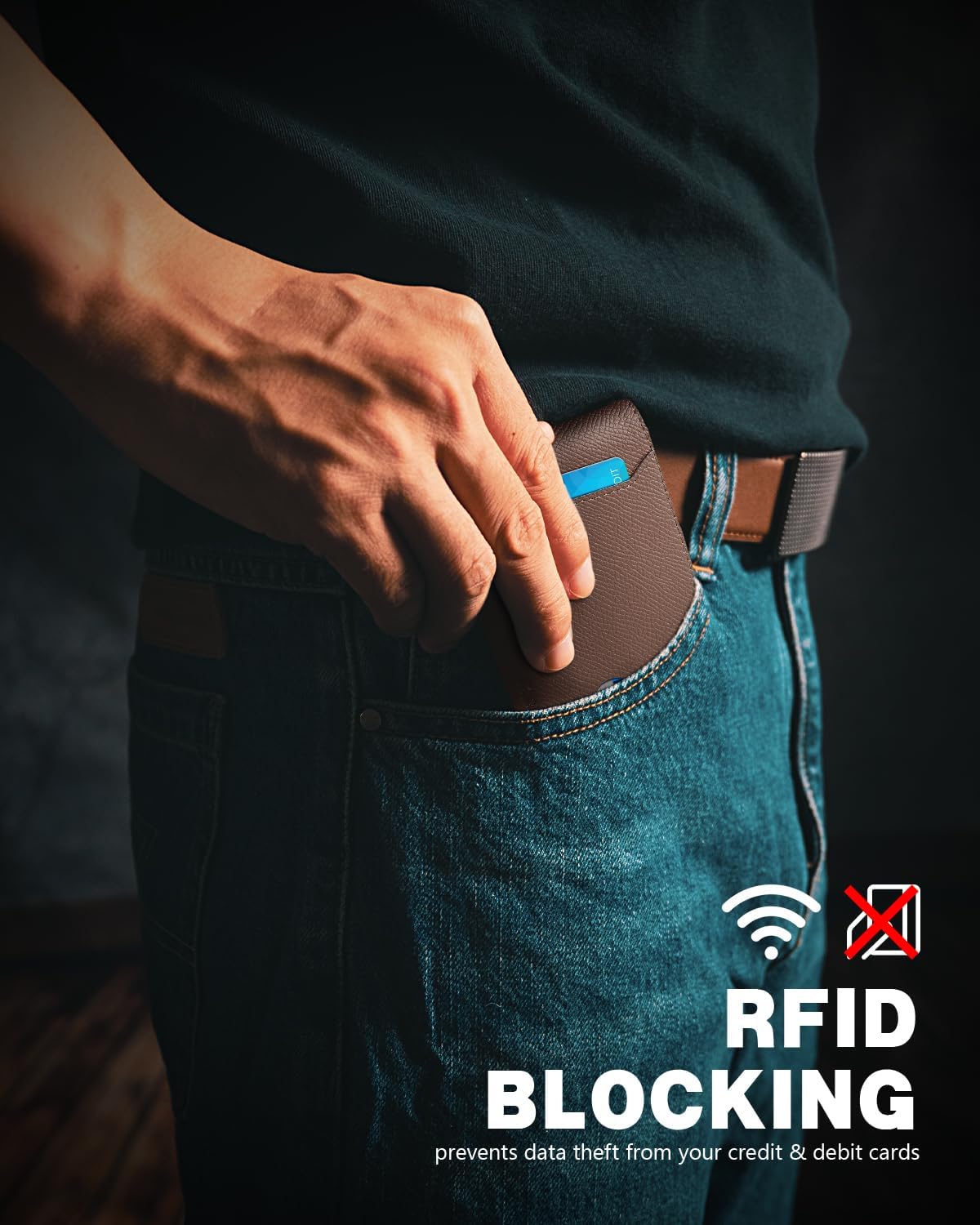 RUNBOX Novelty Wallet for Men Slim 11 Credit Card Holder Slots Leather RFID Blocking Small Thin Men's Wallet Bifold Minimalist Front Pocket Large Capacity Gift Box