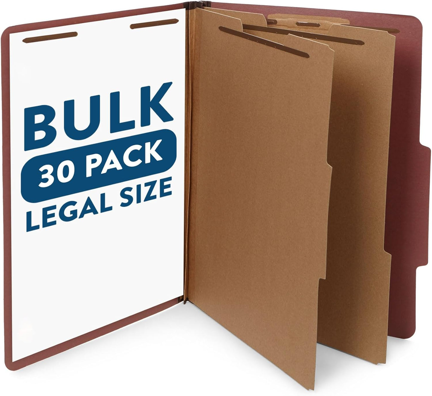 30 Legal Size Classification Folders, 2 Divider 2 Inch Tyvek Expansions, Durable 2 Prongs Designed to Organize Standard Law Client Files, Office Reports, 30 Legal Folders, Red Brick