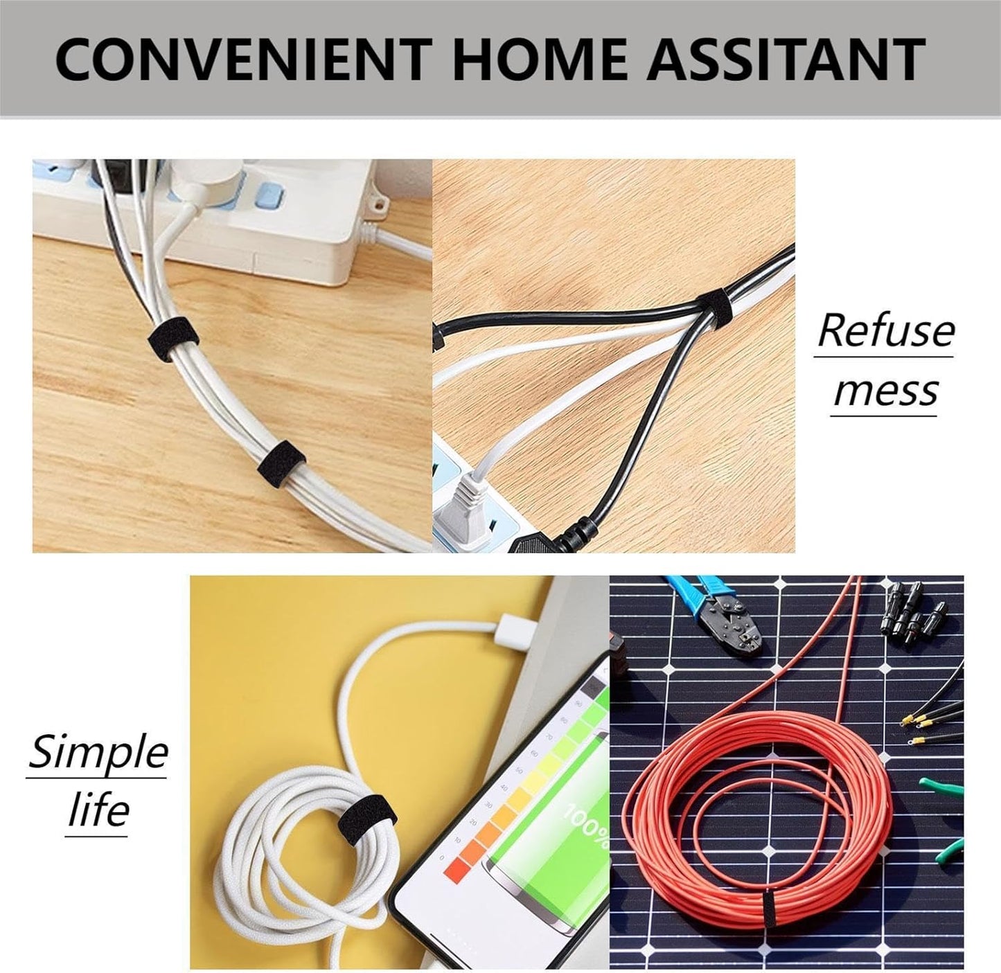 54 Yards x 1/2 Inch Reusable Cable Ties - BSELEYY Adjustable Cord Straps Cable Management Tape Cord Organization Straps Hook Loop Tape Cord Wrap for Home,Office, Wire Bundling (27Yd x 2 Rolls)