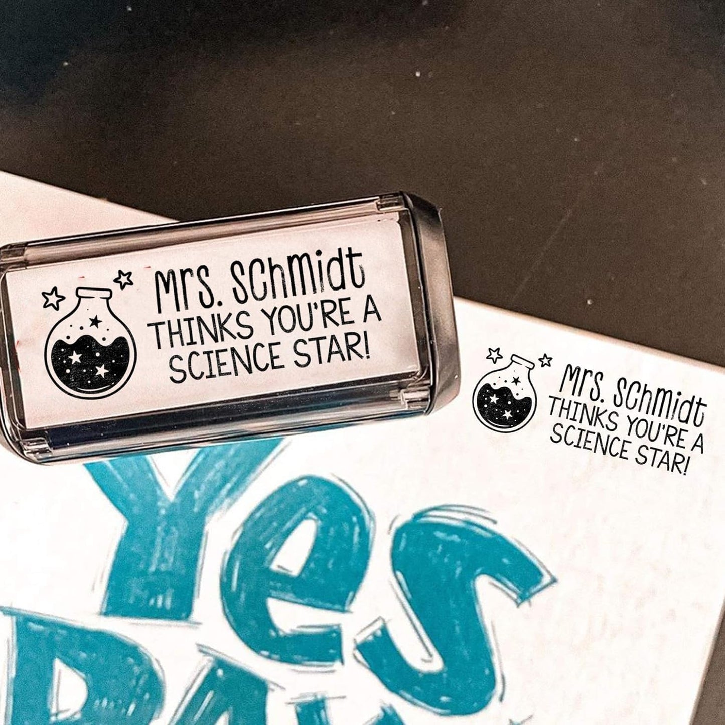 Custom Self-Inking Stamps | 49 Designs | Fun Phrases | Grading Made Easy | Classroom & Library Book Stamps (Science Star, Xtra Large)sexOut etcse