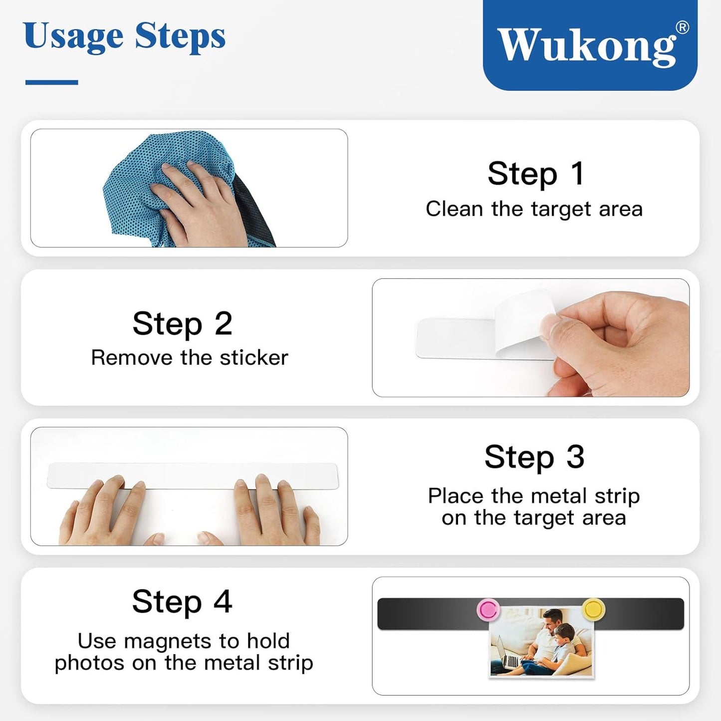 Wukong 10 Pack | 30x3cm(11.81 x 1.18) Magnetic Stainless Black Boards Strips, Adhesive Backing Bulletin Bar Board, Memo Board with 32Pcs Colorful Magnets for Office, Home, Photo Wall, Documents