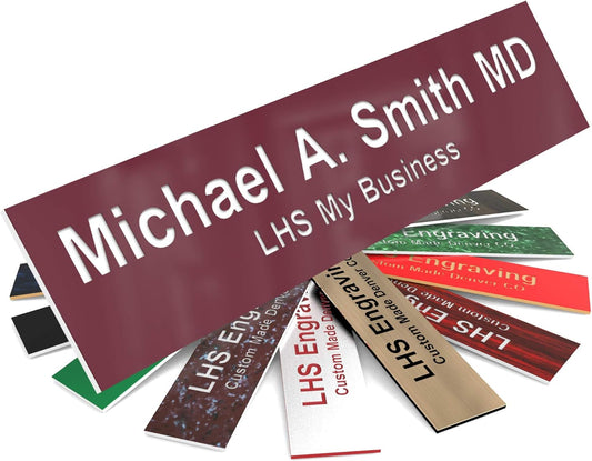 Engraved Custom Door Plate Burgundy Plastic Office Door Sign with White Letters - Made in USA 2x4 B26