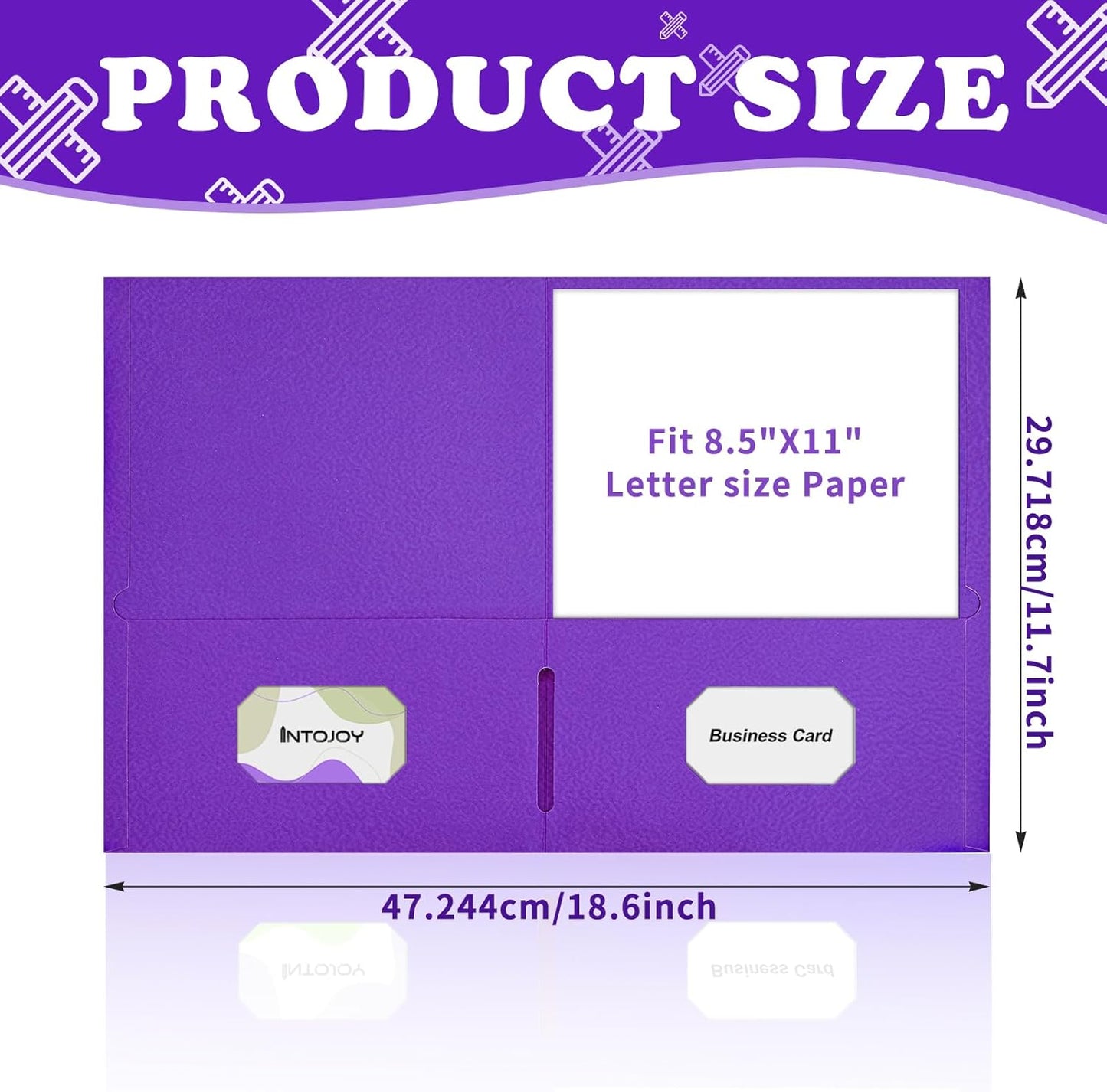 Folders with Pockets,IntoJoy 50 Pack 2 Pocket Folders Fit Letter Size Paper File Folders for School Office Business Home Filing Resume Portfolio (Purple)