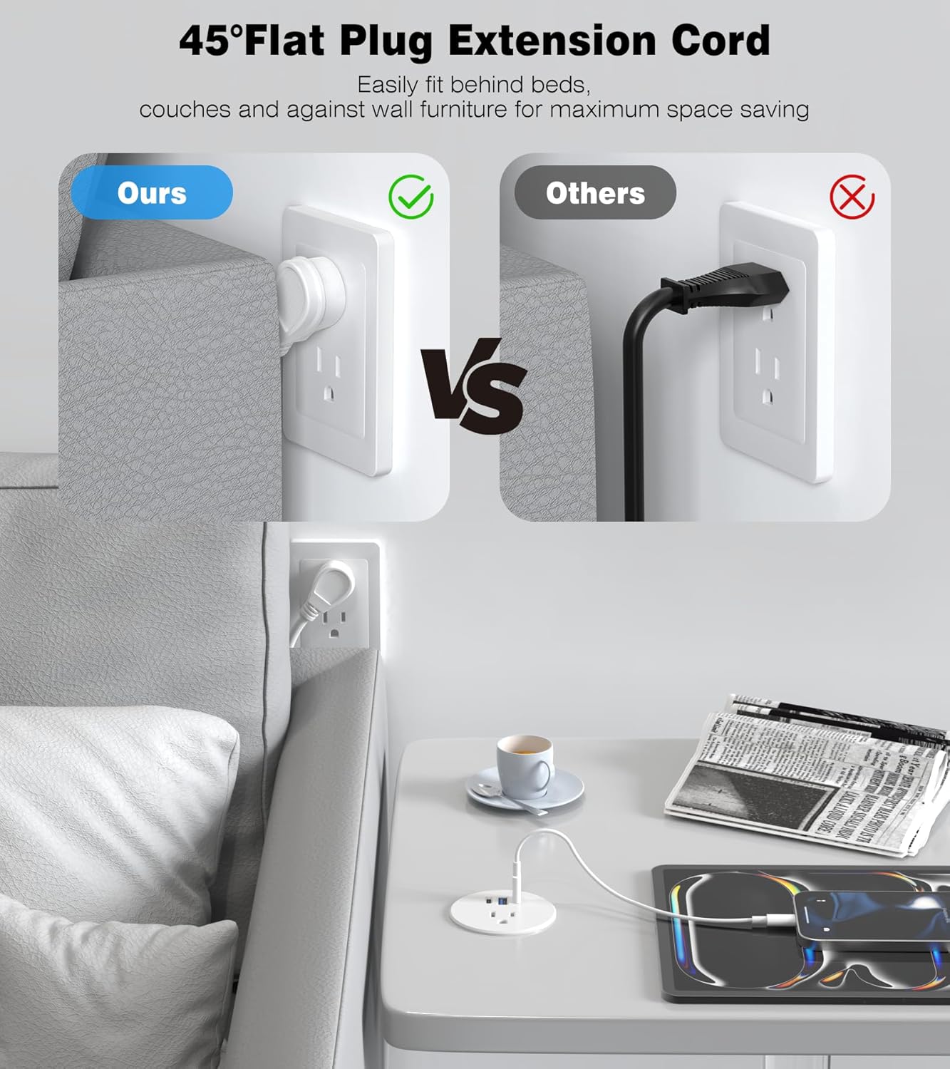 2 Pack Desk Grommet Power Outlet, 2.5 inch Desktop Recessed Outlet with 20W Fast Charging USB-C Port, Flush Mount Outlet for Conference Rooms, Office Tables, Furniture(ETL Listed)