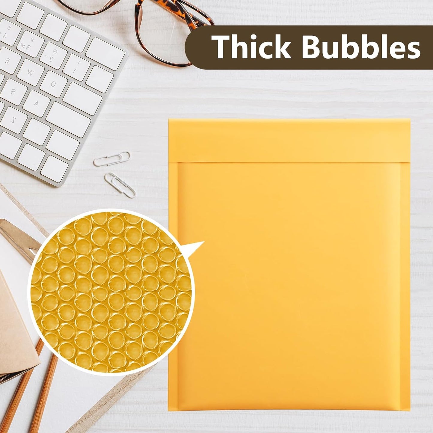 UCGOU Kraft Bubble Mailers 6x10 Inch 100 Pack Usable Size 6x9 Inch Yellow Padded Envelopes #0 Small Business Mailing Packages Self Sealing Tear Resistant Boutique Shipping Bags for Jewelry Supplies