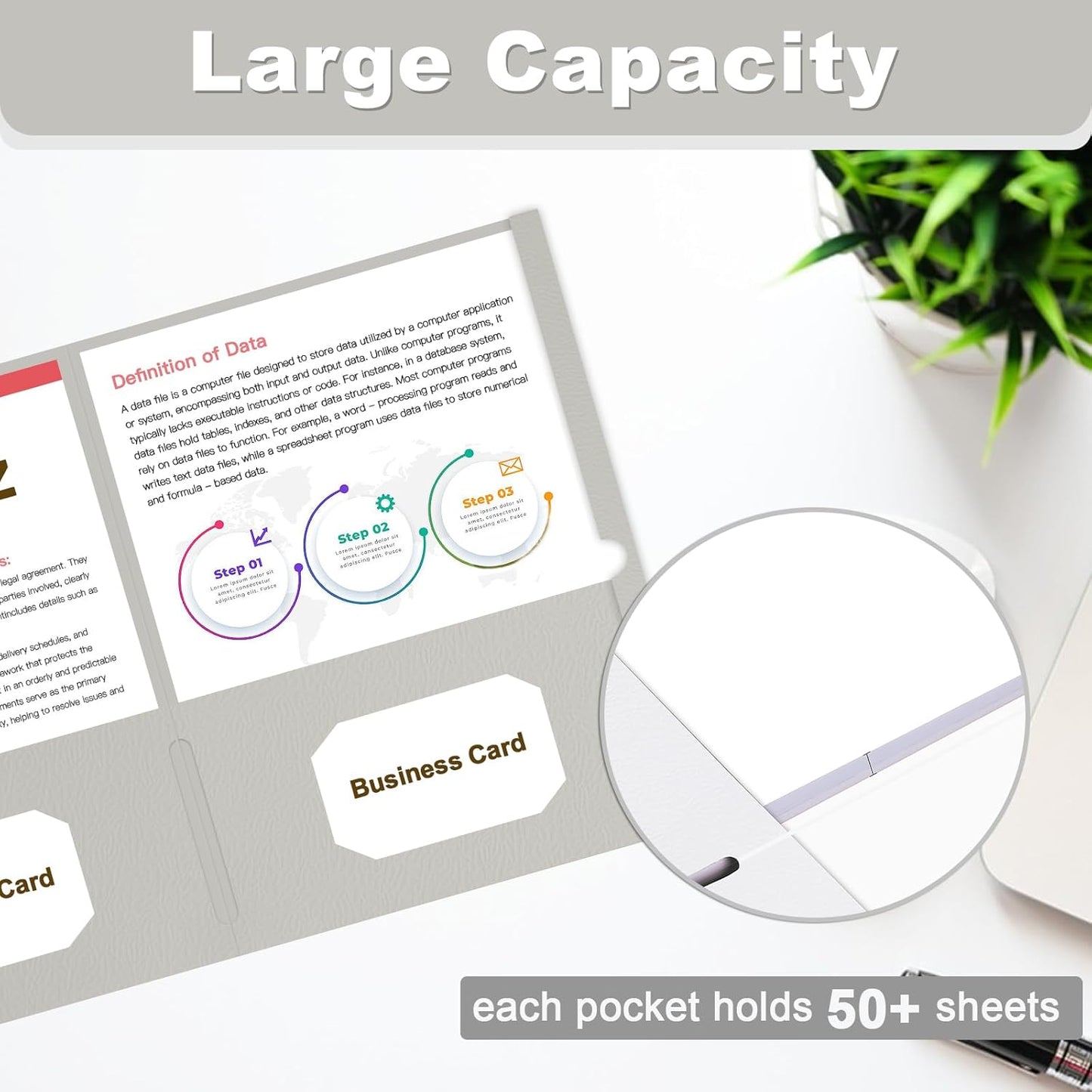 Folders with Pockets, LAYZZ 30 Pack Paper Pocket Folders, 2 Pocket Folders Fits Letter Size Paper, for School Office and Home (Grey)