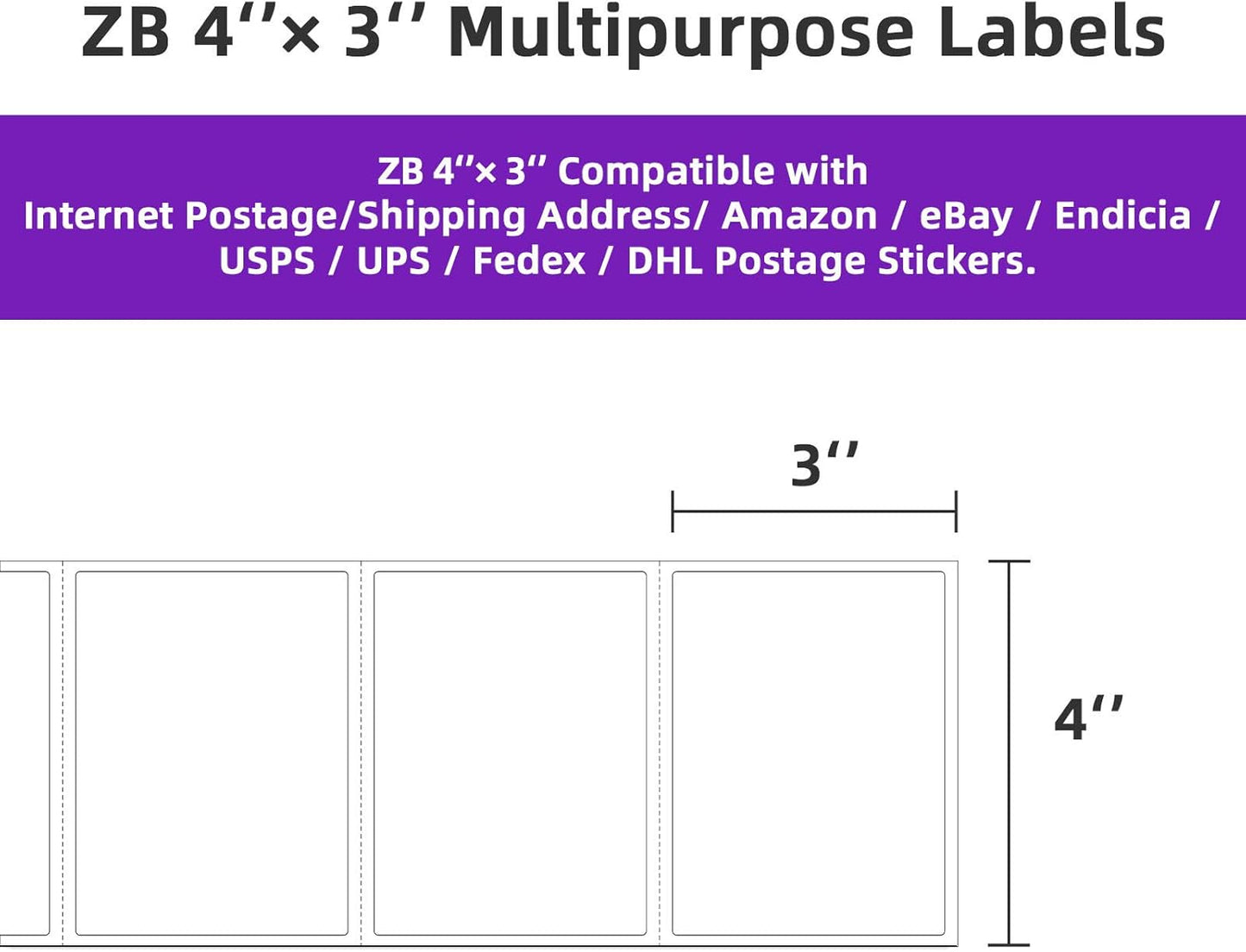 AveneMark 12 Rolls 4" x 3" Direct Thermal Labels for Barcodes Postage Address Shipping Compatible with Rollo & Zebra Desktop Printers Adhesive - 500 Labels/Roll