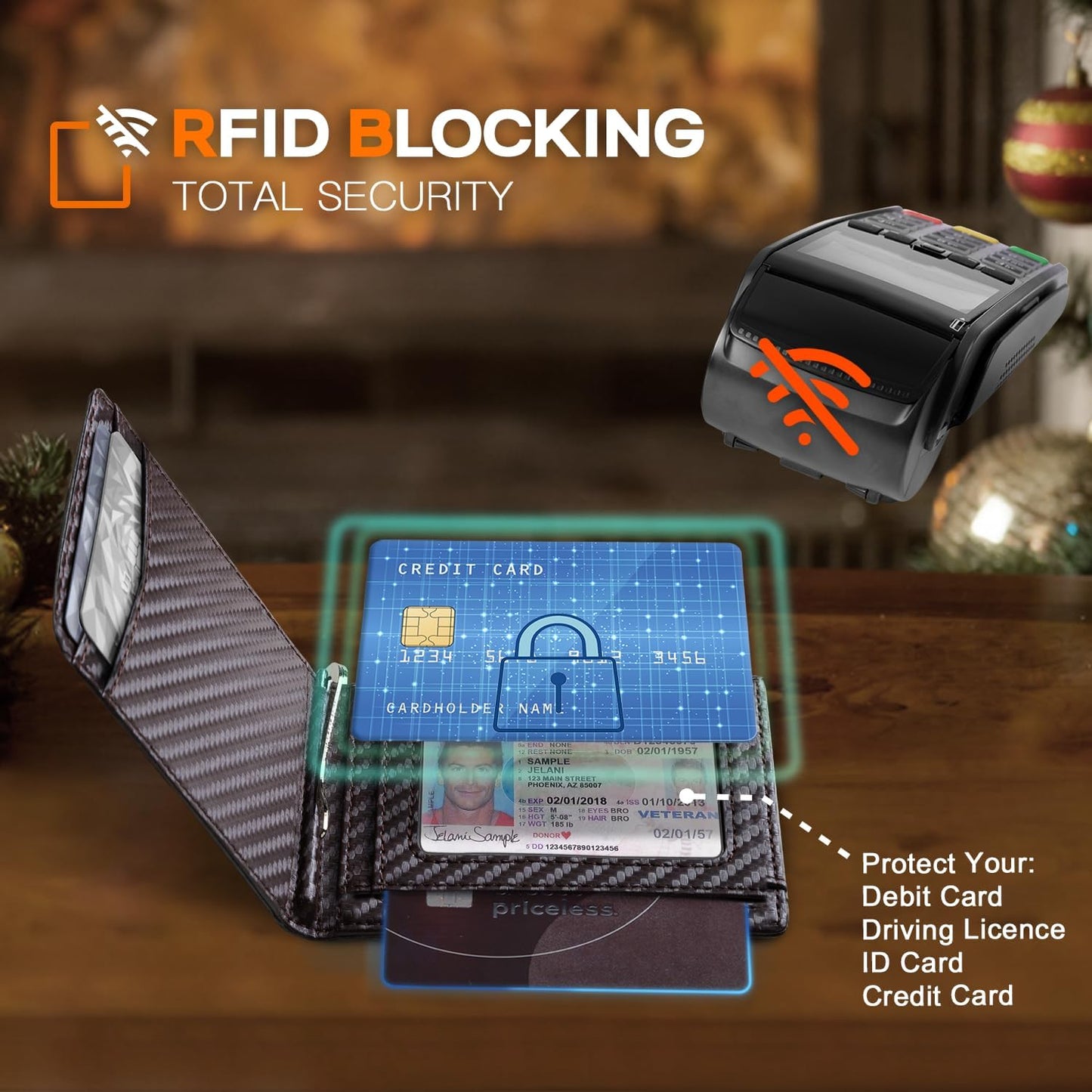 Slim Wallet for Men Genuine Leather RFID Blocking Bifold Minimalist Front Pocket Mens Wallet with Money Clip Thin Gift Box