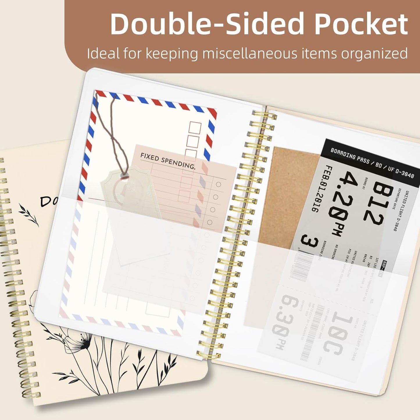 Stanoha Undated Daily Planner - Spiral Notebook 80 Days One Day Per Page, Hourly Schedule, To-Do List, Notes, Everyday Planning Task, A5 Hardcover Journal Organizer Book Women Cute, White Flower