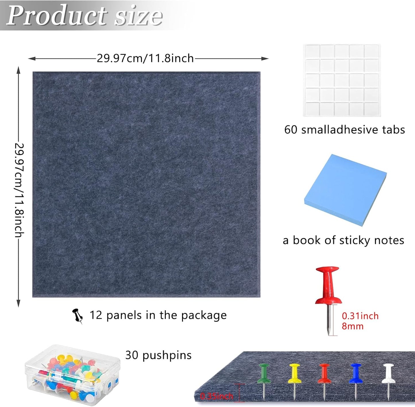 Large Acoustic Panels, 48"X36"X0.4" Sound Proof Foam Panels for Walls, Sound proof panels for walls, Soundproof Wall Panels for Home Studio&Office Decor. (Dark Grey)