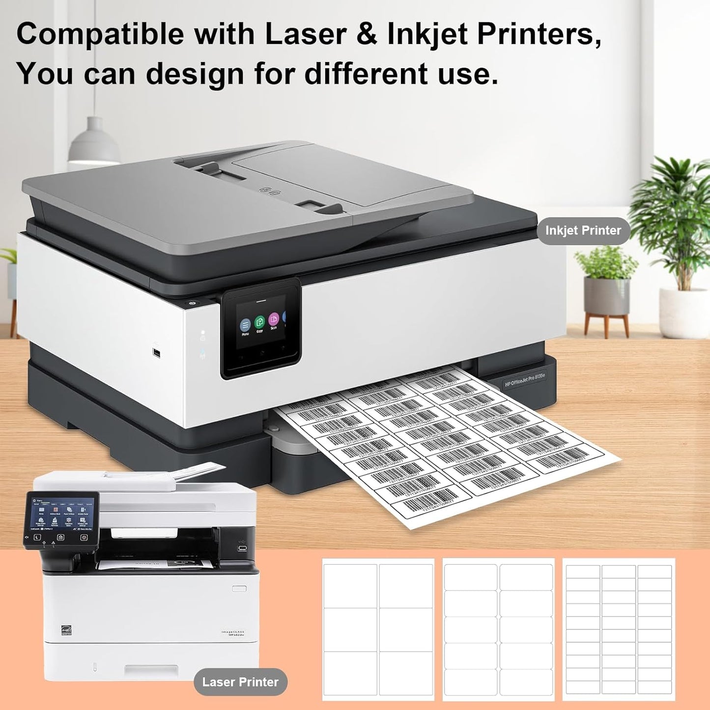 30 UP 15000 Stickers 500 Sheets 1" x 2-5/8" Shipping Return Address Labels for Laser Inkjet Printer, White Blank Mailing Labels