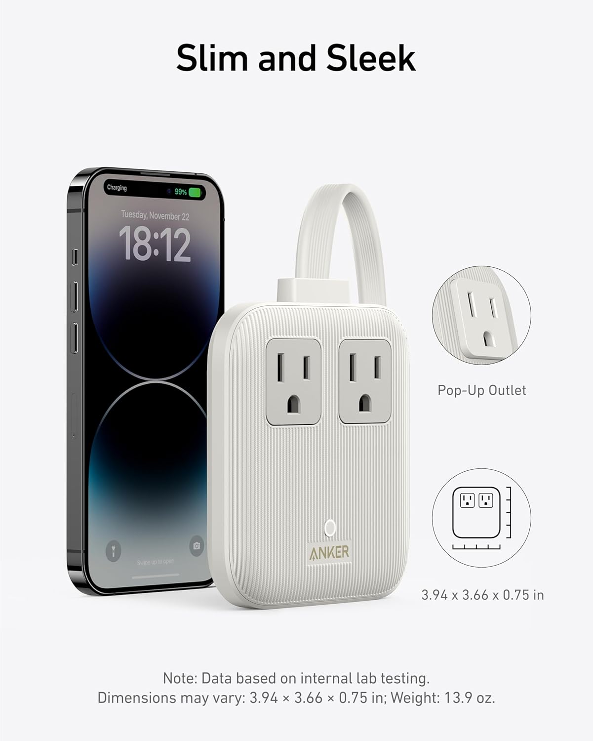Anker Nano Charging Station(67W Max), 6-in-1 USB-C Power Strip for iPhone 16/15&MacBook, with Flat Plug and 5ft Thin Undetachable Extension Cord, 2 AC Outlet, 4 USB Ports, 2 USB-C,for Home & Office