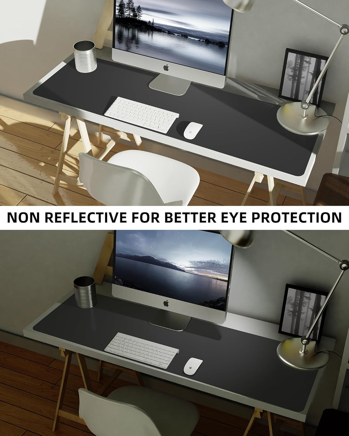 Large Desk Mat,55" x 17"Leather Desk Pad Protector,Large Mouse Pad,Non-Slip PU Leather Desk Blotter, Laptop Desk Pad,Waterproof Desk Writing Pad for Office/Home/Decor (Black)