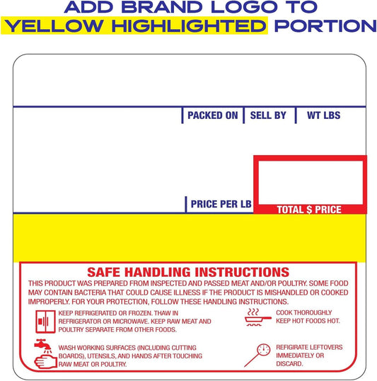 CEPRICO - Customizable CĀS Scale Labels - 144 Rolls of Thermal Printing Scale Labels – Compatible with CĀS LST-8040 | Safe Handling Instruction | Ideal for Supermarkets, Retailers and Grocery Stores