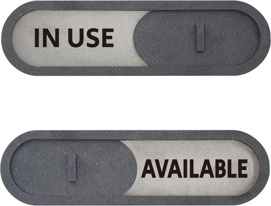 GEEKBEAR In Use Available Slider Door Sign for Home Office - Premium MDF, 7.5 x 2.2 in (Gray)