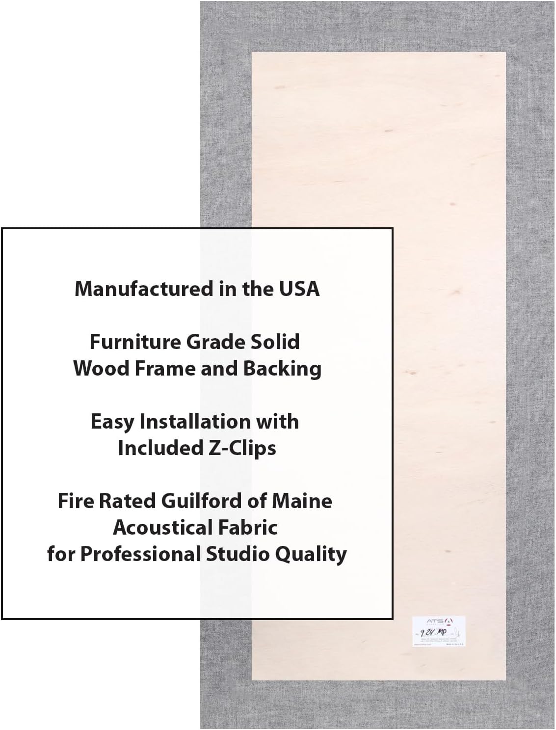 ATS Acoustics Sound Absorbing Acoustic Panel Fire Rated Professional Studio Quality 24" x 48" x 2" (Merle Grey)