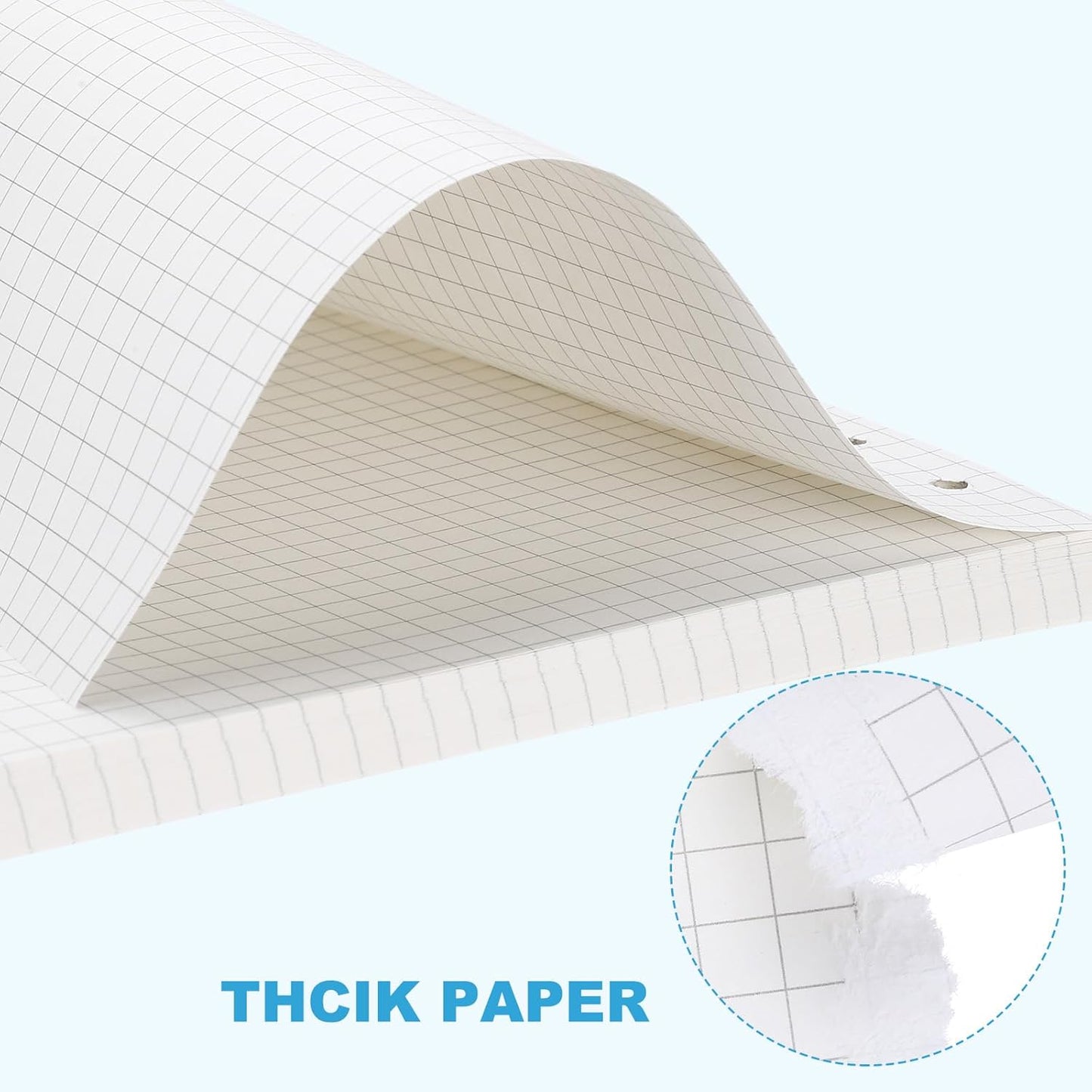 PATIKIL Grid Refill Paper 9-Ring Binder Loose Leaf Planner Filler Paper Planner Inserts, 80 Sheets/160 Pages, Lined