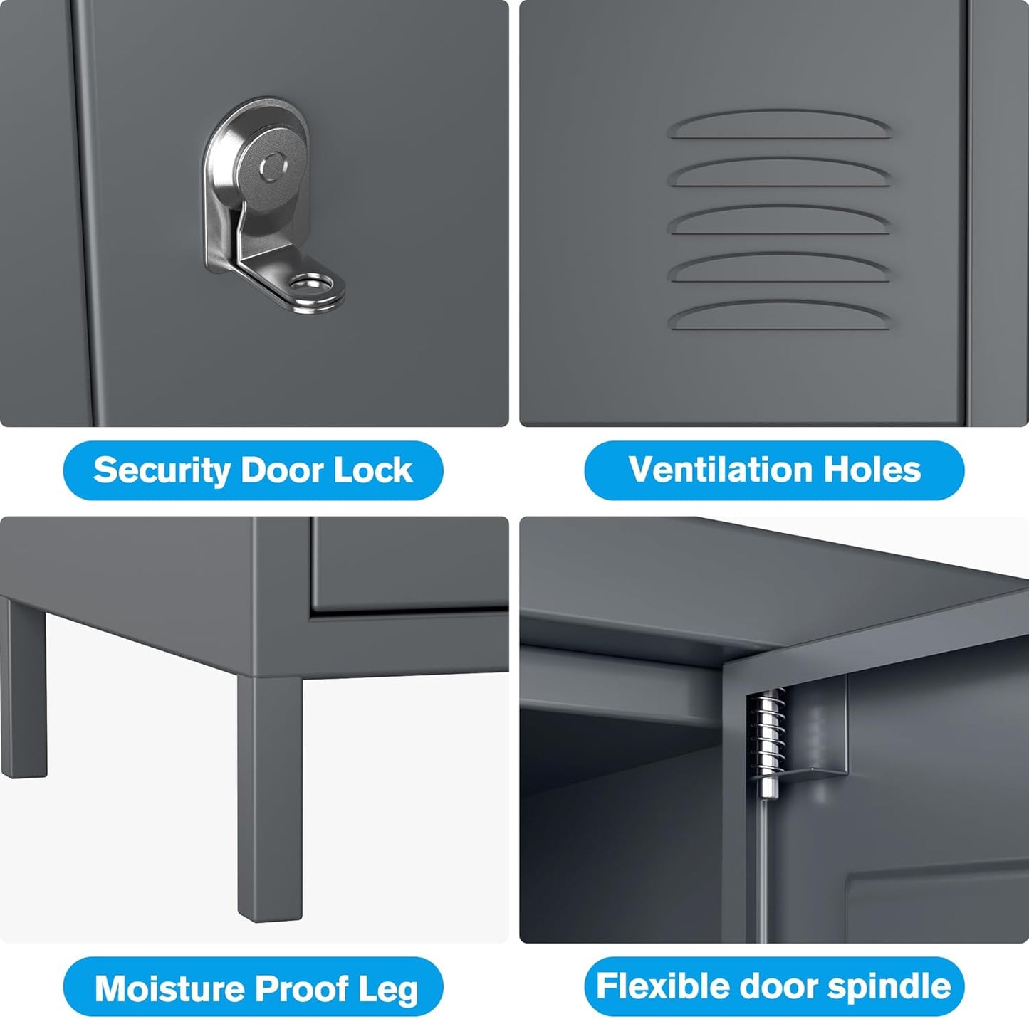 Metal Storage Locker with 18 Doors and Business Card Holder,Metal Lockers for Employees with Lock for School Garage Office Gym,Assembly Required,Dark Grey