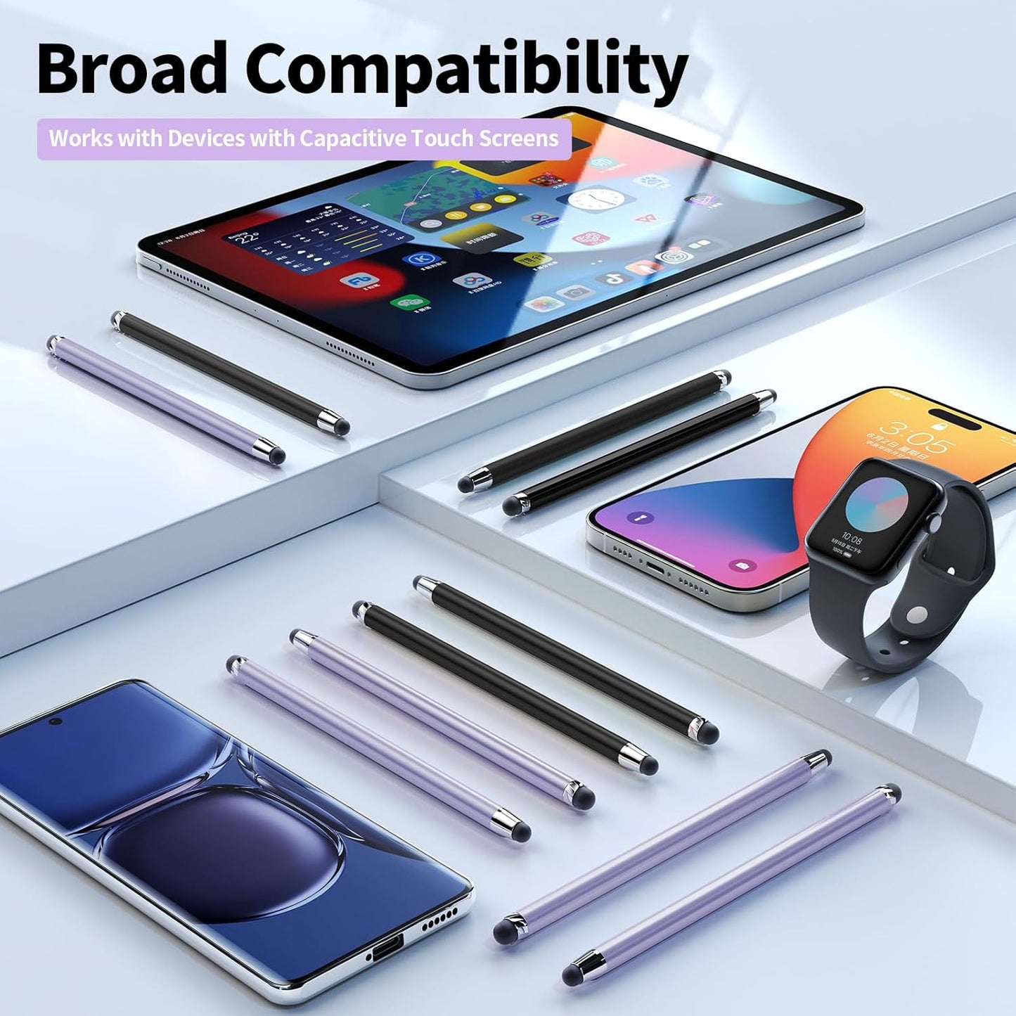 10 PCS Stylus,Stylus Pen for Touchscreen,Stylus 2-in-1 High Sensitivity & Precision Suitable for Touch Screens of iPhone/ipad/Android Tablets(10 Stylus Pen Purple/Black + 20 Tips)