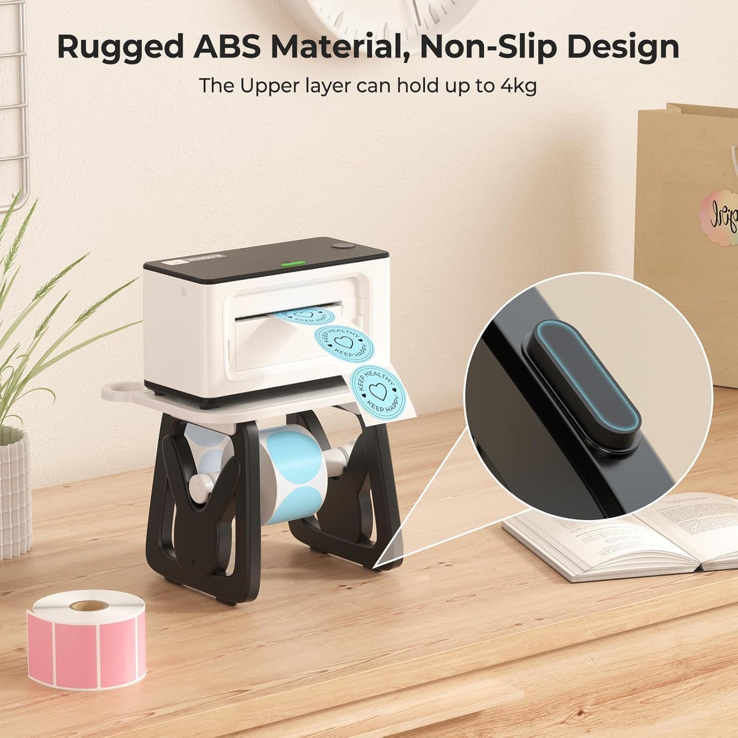 MUNBYN Label Holder for Rolls and Fanfold Labels, Thermal Sticker Holder for Desktop Thermal Printer, Accessory Supplies for Home, Office, Small Business