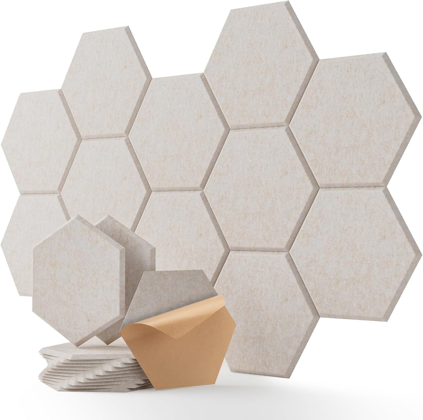 Soundsbay Acoustic Panels, 12 Pack Hexagon Soundproof Wall Panels High Density Sound Absorbing Panel, Sound Proof Foam Panels for Walls, Office, Reccording Studio, Ceiling 12" X 10" X 0.4"