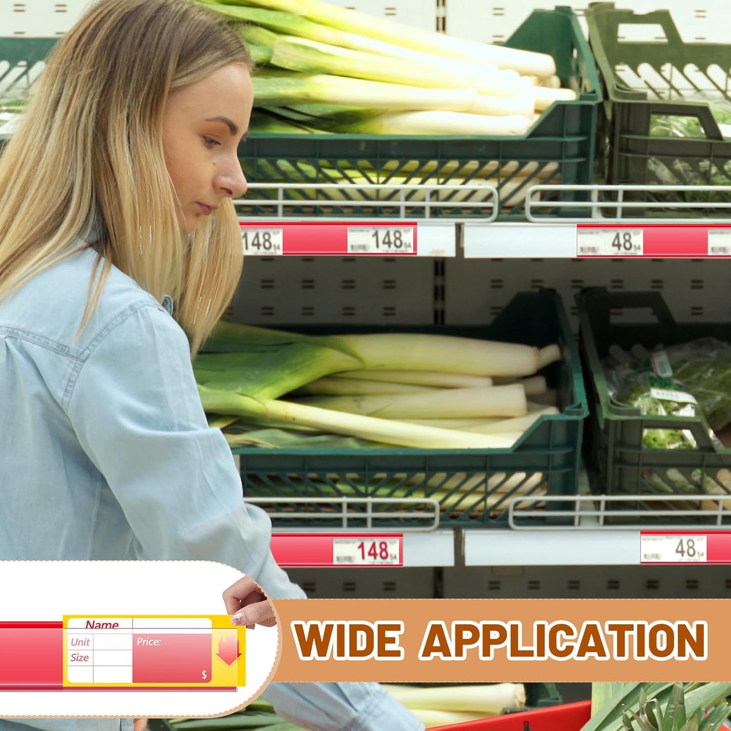 Spiareal 50 Pcs 47.8 x 1.38 Inch Shelf Label Strips Adhesive Back Stick on Data Price Tag Holder Clear PVC Adhesive Ticket Channel for Supermarkets Convenience Shops (Red)