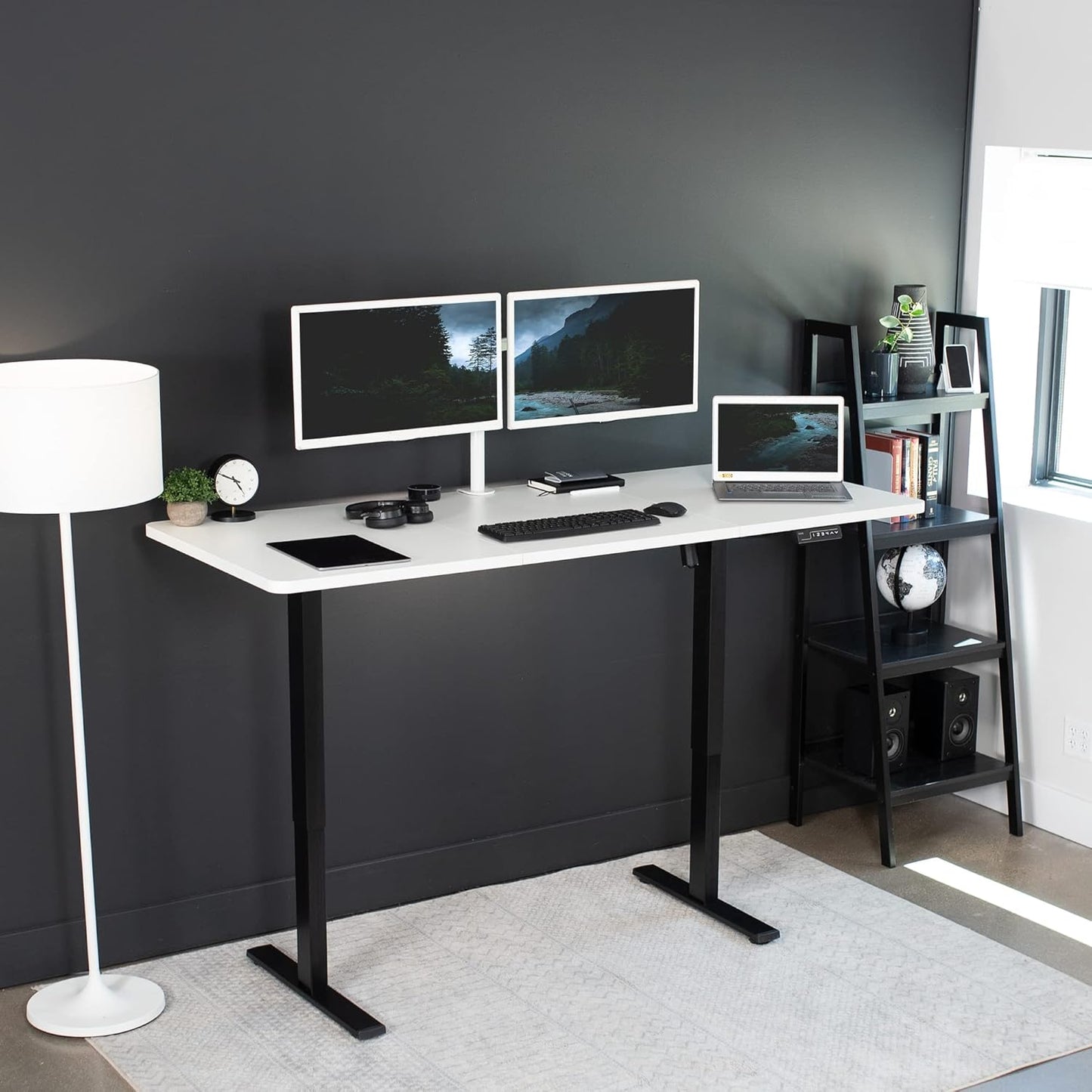 VIVO Electric 71 x 30 in Standing Desk, Memory Height Adjustment, 1B Series, White Top Black Frame, DESK-KIT-1B7W