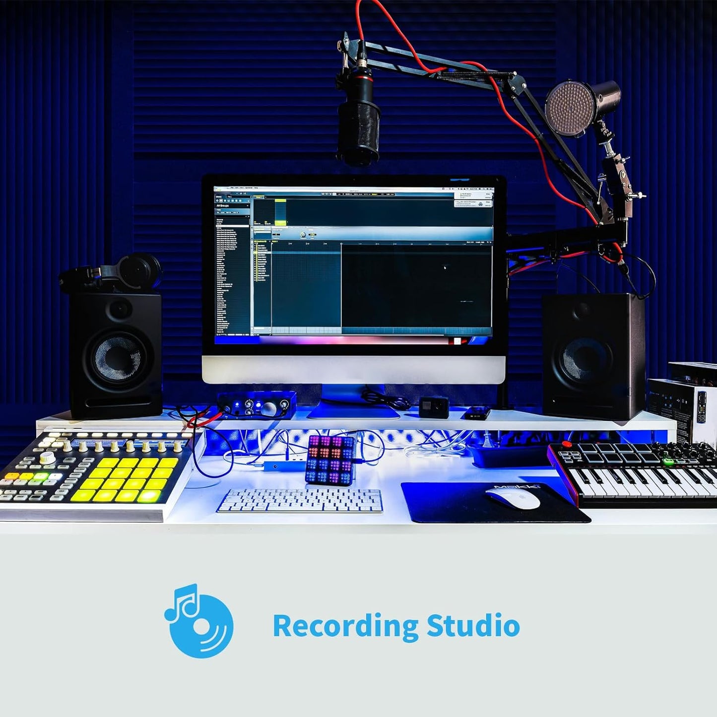 Art3d 4-Pack Wedge Design Acoustic Foam Panels, 48" x 24" x 2" High-Density Soundproof Foam Wall Panels for Wall, Ceiling, Quick-Recovery Noise Dampening Panels for Office, Studio and Home