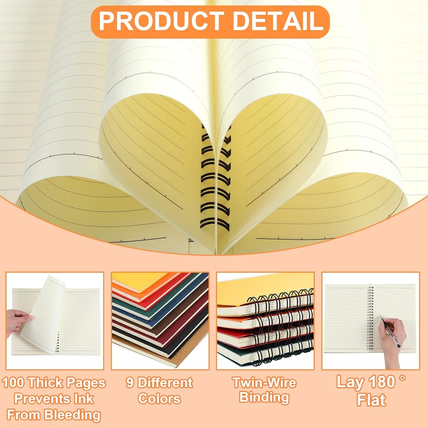 Yahenda Spiral Notebook Bulk A5 Journal Lined 8.3'' x 5.5'' Writing Composition Paper Small Notepad Subject Notebook for Students Office Business Back to School Supplies(Multi Color,72 Pcs)