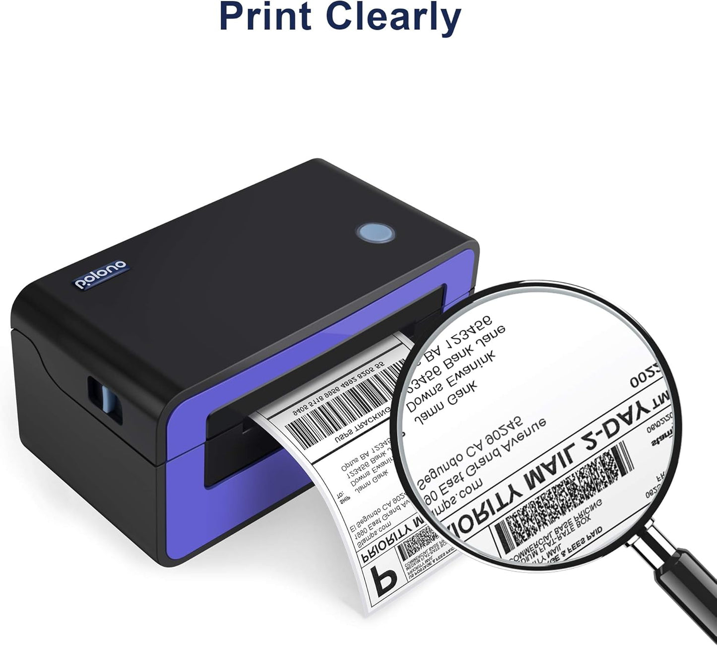 POLONO Genuine 4" x 6" Direct Thermal Shipping Label, Thermal Label (Pack of 1000), Perforated Fanfold Labels Compatible with POLONO PL80E, PL70E, PL60 Label Printer, BPA & BPS Free, Commercial Grade