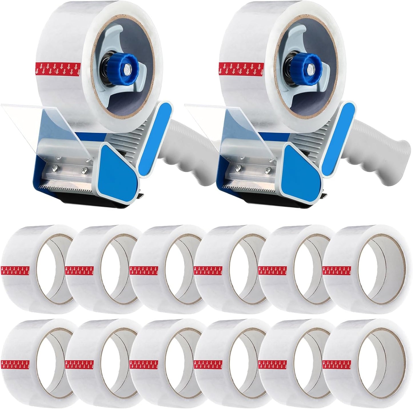 2 Pack Packing Tape Dispenser Gun with 12 Roll 2 Inch Packing Tape Gun 2.7 Mil Heavy Duty for Storing, Shipping, Moving, Carton and Box Sealing